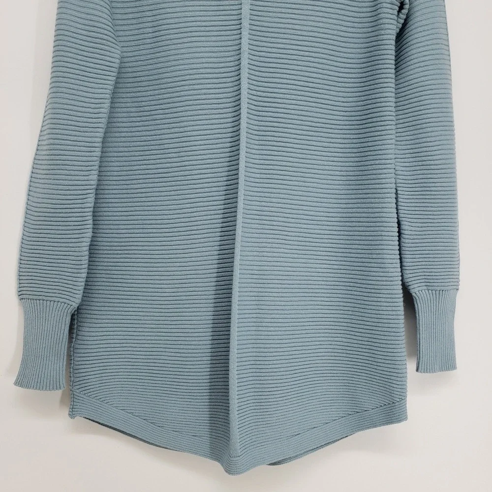 Evolution by Cyrus Ribbed Cowl Neck Tunic Sweater Womens Small Blue Pullover